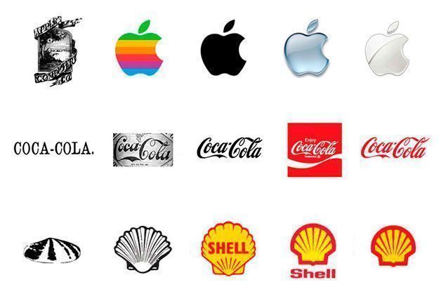 La evolución de varios logotipos
